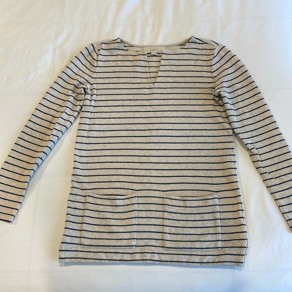 LOFT Striped Pocket Sweater - XS